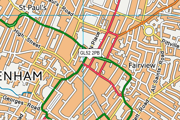 GL52 2PB map - OS VectorMap District (Ordnance Survey)