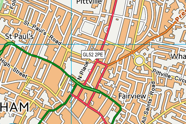 GL52 2PE map - OS VectorMap District (Ordnance Survey)