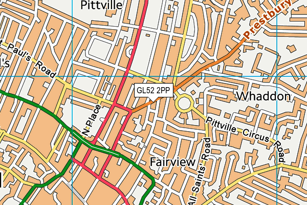 GL52 2PP map - OS VectorMap District (Ordnance Survey)