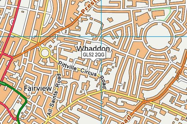 GL52 2QG map - OS VectorMap District (Ordnance Survey)