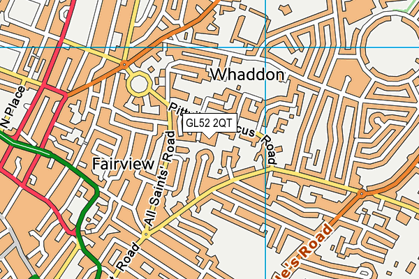 GL52 2QT map - OS VectorMap District (Ordnance Survey)