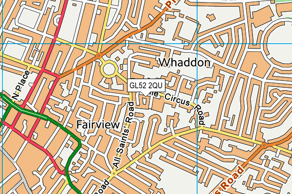 GL52 2QU map - OS VectorMap District (Ordnance Survey)