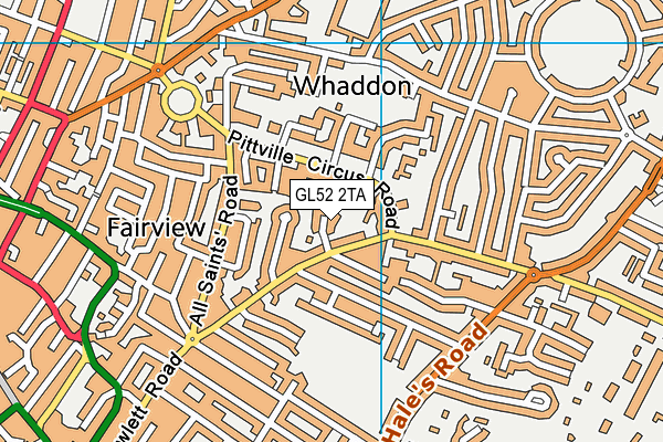 GL52 2TA map - OS VectorMap District (Ordnance Survey)