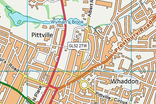 GL52 2TW map - OS VectorMap District (Ordnance Survey)