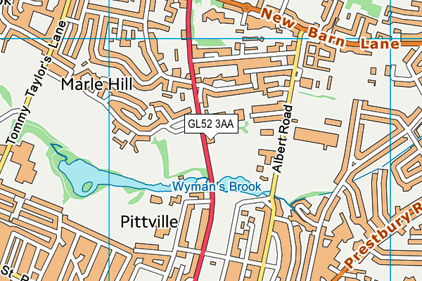 GL52 3AA map - OS VectorMap District (Ordnance Survey)