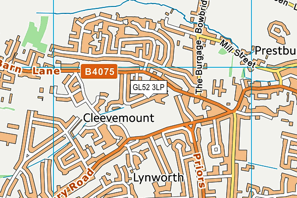 Prestbury Playing Fields map (GL52 3LP) - OS VectorMap District (Ordnance Survey)