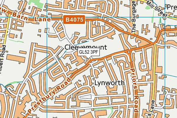 GL52 3PF map - OS VectorMap District (Ordnance Survey)