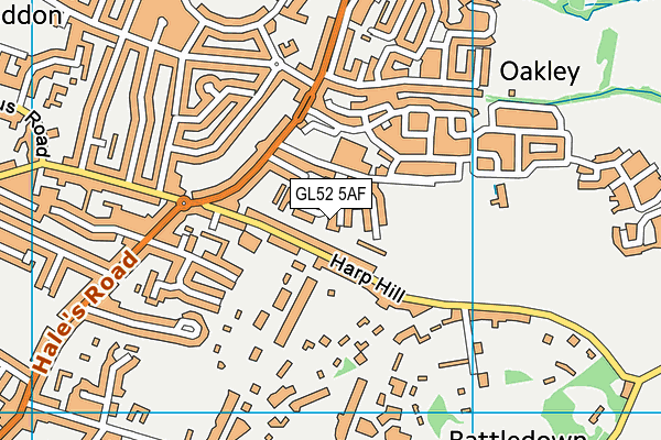 GL52 5AF map - OS VectorMap District (Ordnance Survey)