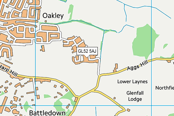 GL52 5AJ map - OS VectorMap District (Ordnance Survey)