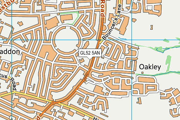 GL52 5AN map - OS VectorMap District (Ordnance Survey)