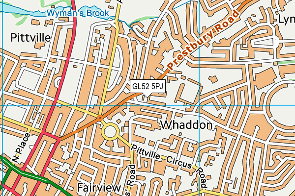 GL52 5PJ map - OS VectorMap District (Ordnance Survey)