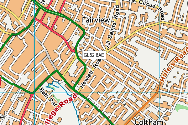GL52 6AE map - OS VectorMap District (Ordnance Survey)