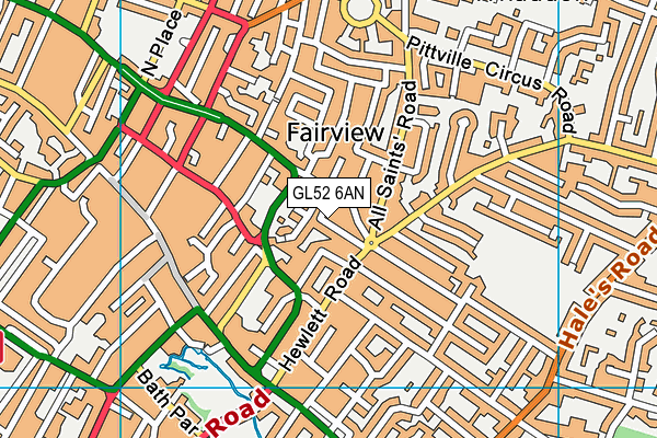 GL52 6AN map - OS VectorMap District (Ordnance Survey)