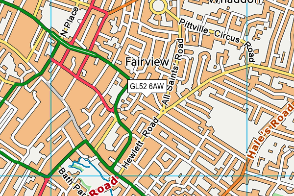 GL52 6AW map - OS VectorMap District (Ordnance Survey)