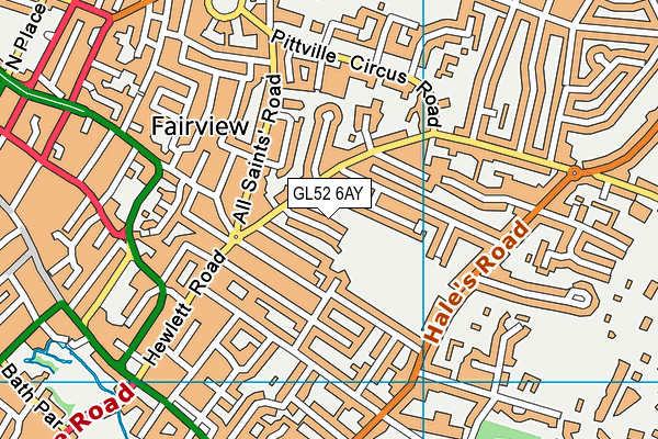 GL52 6AY map - OS VectorMap District (Ordnance Survey)