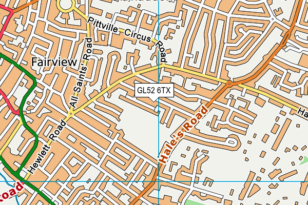 GL52 6TX map - OS VectorMap District (Ordnance Survey)