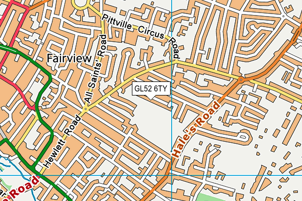 GL52 6TY map - OS VectorMap District (Ordnance Survey)