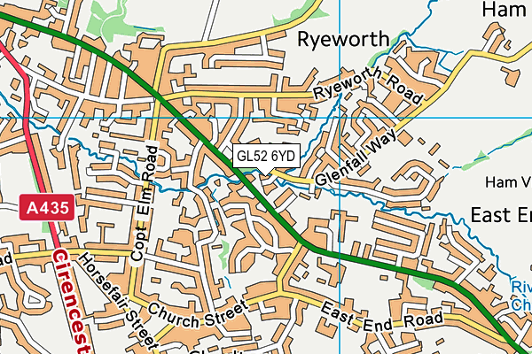 GL52 6YD map - OS VectorMap District (Ordnance Survey)