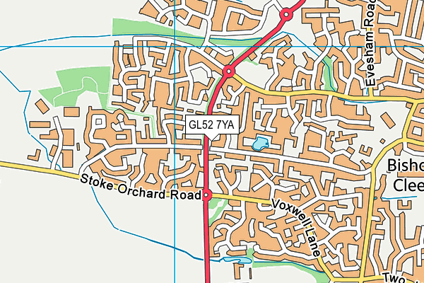 GL52 7YA map - OS VectorMap District (Ordnance Survey)