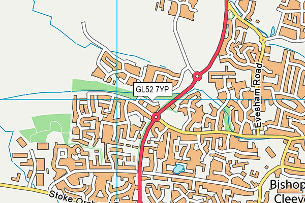 GL52 7YP map - OS VectorMap District (Ordnance Survey)