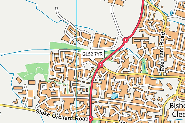 GL52 7YR map - OS VectorMap District (Ordnance Survey)