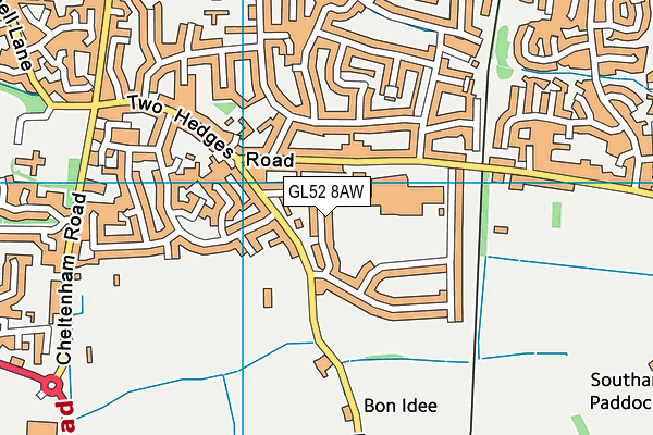GL52 8AW map - OS VectorMap District (Ordnance Survey)