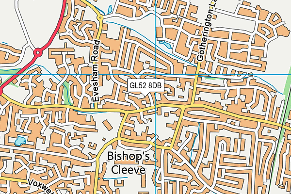 GL52 8DB map - OS VectorMap District (Ordnance Survey)