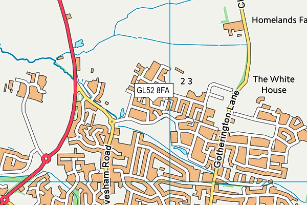GL52 8FA map - OS VectorMap District (Ordnance Survey)