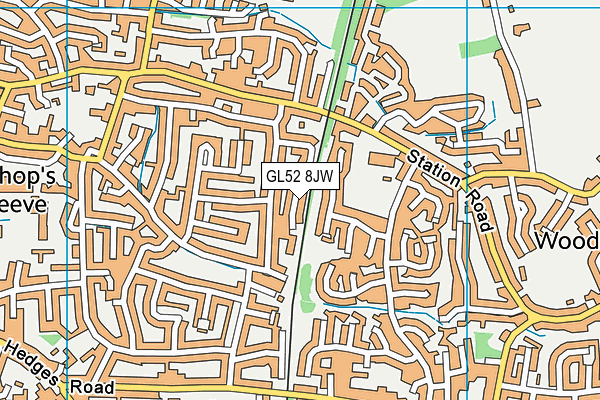 GL52 8JW map - OS VectorMap District (Ordnance Survey)