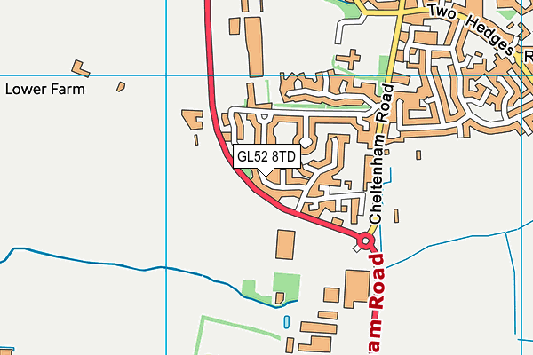 GL52 8TD map - OS VectorMap District (Ordnance Survey)