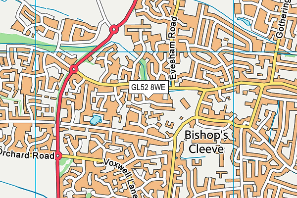 GL52 8WE map - OS VectorMap District (Ordnance Survey)