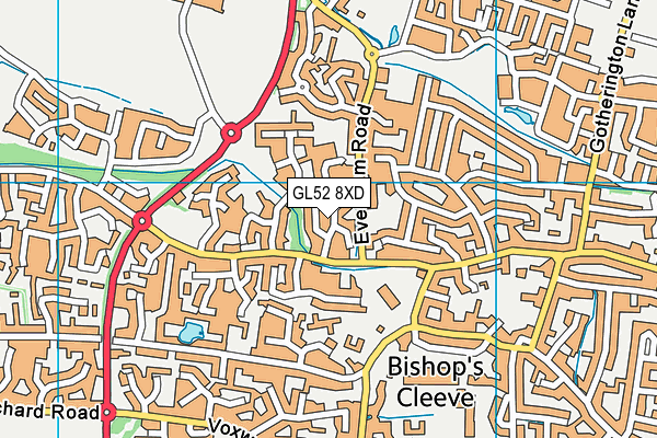 GL52 8XD map - OS VectorMap District (Ordnance Survey)