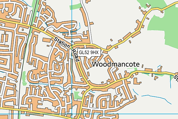 Woodmancote Playing Field map (GL52 9HX) - OS VectorMap District (Ordnance Survey)