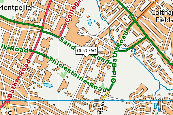 GL53 7AG map - OS VectorMap District (Ordnance Survey)