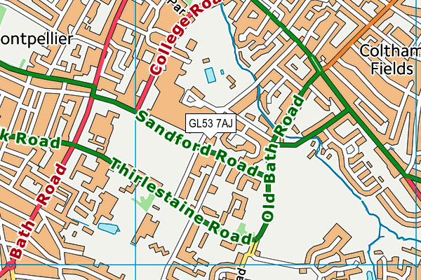 GL53 7AJ map - OS VectorMap District (Ordnance Survey)