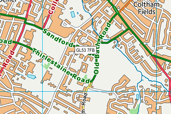 GL53 7FB map - OS VectorMap District (Ordnance Survey)