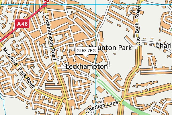 GL53 7FG map - OS VectorMap District (Ordnance Survey)