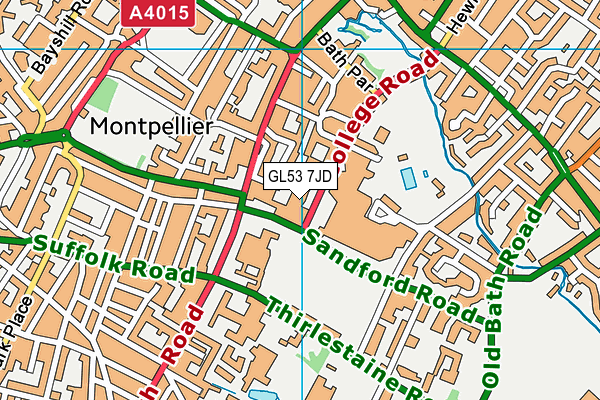 GL53 7JD map - OS VectorMap District (Ordnance Survey)