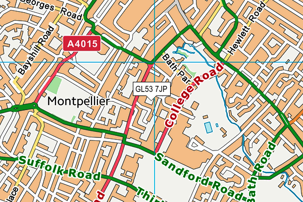 GL53 7JP map - OS VectorMap District (Ordnance Survey)