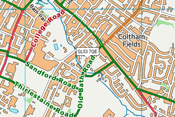 GL53 7QE map - OS VectorMap District (Ordnance Survey)