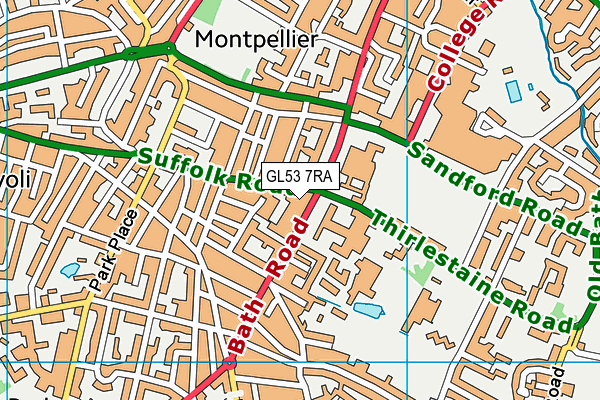 GL53 7RA map - OS VectorMap District (Ordnance Survey)