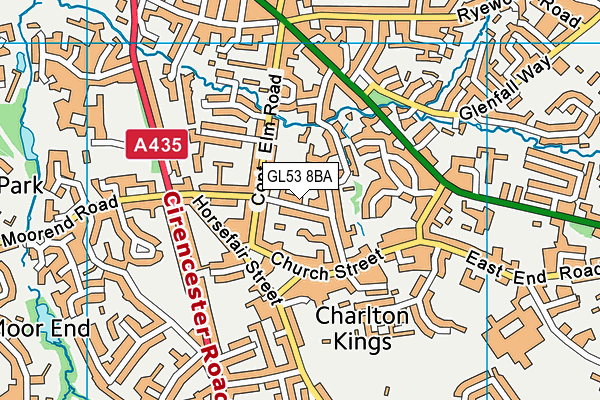 GL53 8BA map - OS VectorMap District (Ordnance Survey)