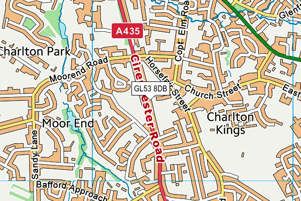 GL53 8DB map - OS VectorMap District (Ordnance Survey)