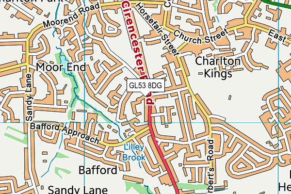 GL53 8DG map - OS VectorMap District (Ordnance Survey)