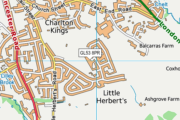 GL53 8PR map - OS VectorMap District (Ordnance Survey)