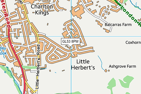 GL53 8PW map - OS VectorMap District (Ordnance Survey)