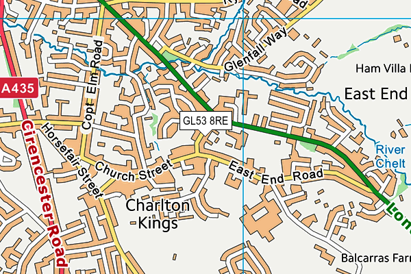 GL53 8RE map - OS VectorMap District (Ordnance Survey)