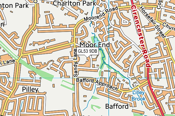 GL53 9DB map - OS VectorMap District (Ordnance Survey)