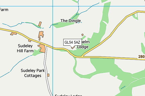 GL54 5AZ map - OS VectorMap District (Ordnance Survey)