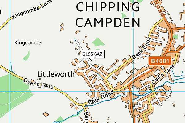 GL55 6AZ map - OS VectorMap District (Ordnance Survey)